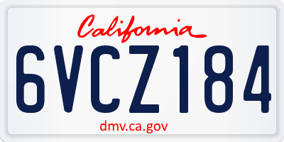 CA license plate 6VCZ184