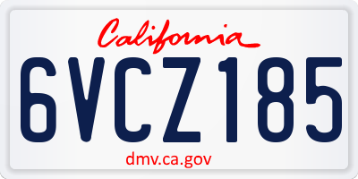 CA license plate 6VCZ185