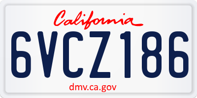CA license plate 6VCZ186