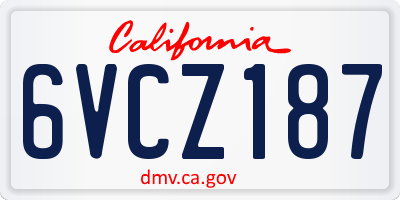 CA license plate 6VCZ187
