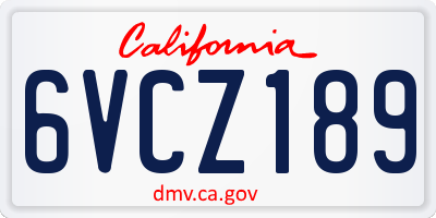 CA license plate 6VCZ189