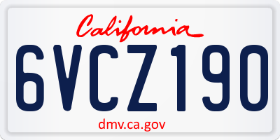 CA license plate 6VCZ190