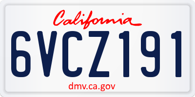 CA license plate 6VCZ191
