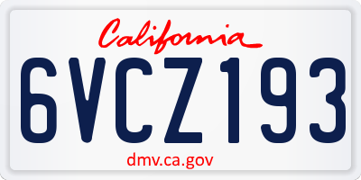 CA license plate 6VCZ193