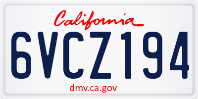 CA license plate 6VCZ194