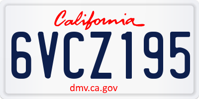 CA license plate 6VCZ195