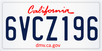 CA license plate 6VCZ196