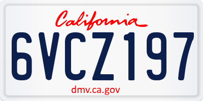 CA license plate 6VCZ197