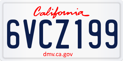 CA license plate 6VCZ199