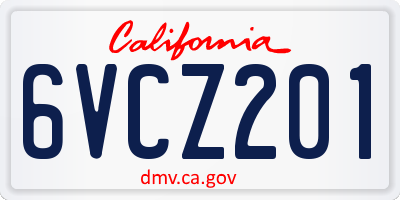 CA license plate 6VCZ201