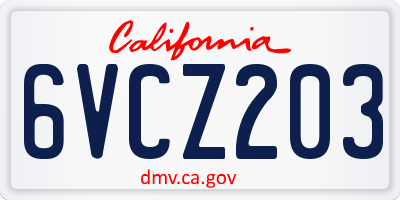 CA license plate 6VCZ203