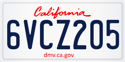 CA license plate 6VCZ205