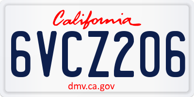 CA license plate 6VCZ206