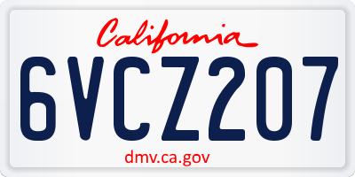 CA license plate 6VCZ207