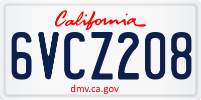 CA license plate 6VCZ208