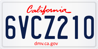 CA license plate 6VCZ210