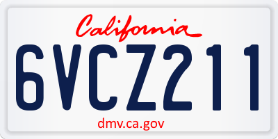 CA license plate 6VCZ211