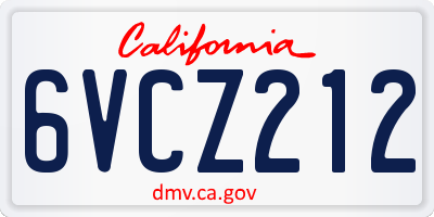 CA license plate 6VCZ212