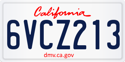 CA license plate 6VCZ213