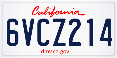 CA license plate 6VCZ214