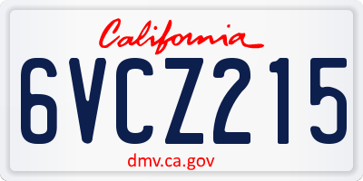 CA license plate 6VCZ215