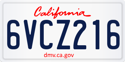 CA license plate 6VCZ216