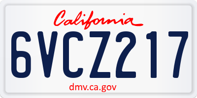 CA license plate 6VCZ217
