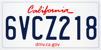CA license plate 6VCZ218