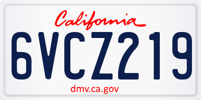 CA license plate 6VCZ219