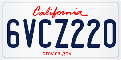CA license plate 6VCZ220