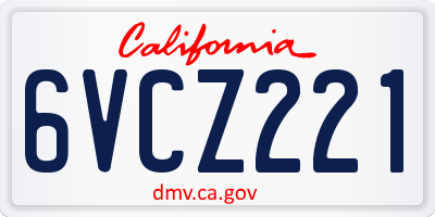CA license plate 6VCZ221