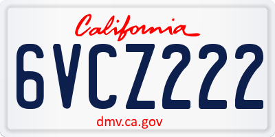 CA license plate 6VCZ222