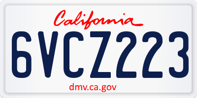 CA license plate 6VCZ223