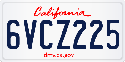 CA license plate 6VCZ225