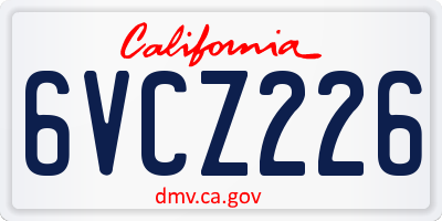 CA license plate 6VCZ226