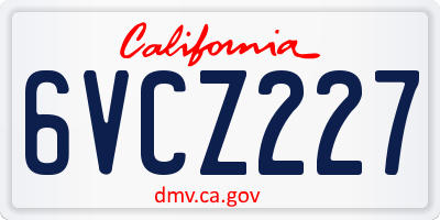 CA license plate 6VCZ227