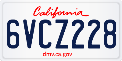 CA license plate 6VCZ228