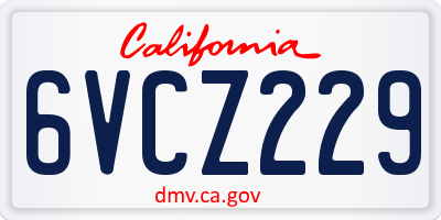 CA license plate 6VCZ229