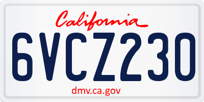 CA license plate 6VCZ230