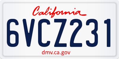 CA license plate 6VCZ231