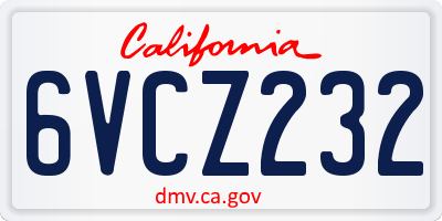 CA license plate 6VCZ232
