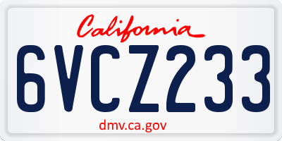 CA license plate 6VCZ233