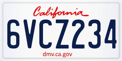 CA license plate 6VCZ234