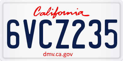 CA license plate 6VCZ235