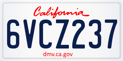 CA license plate 6VCZ237