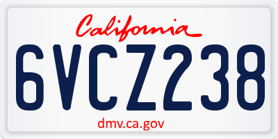 CA license plate 6VCZ238