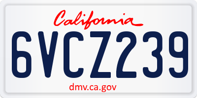 CA license plate 6VCZ239