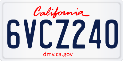 CA license plate 6VCZ240