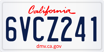 CA license plate 6VCZ241