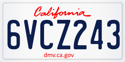 CA license plate 6VCZ243